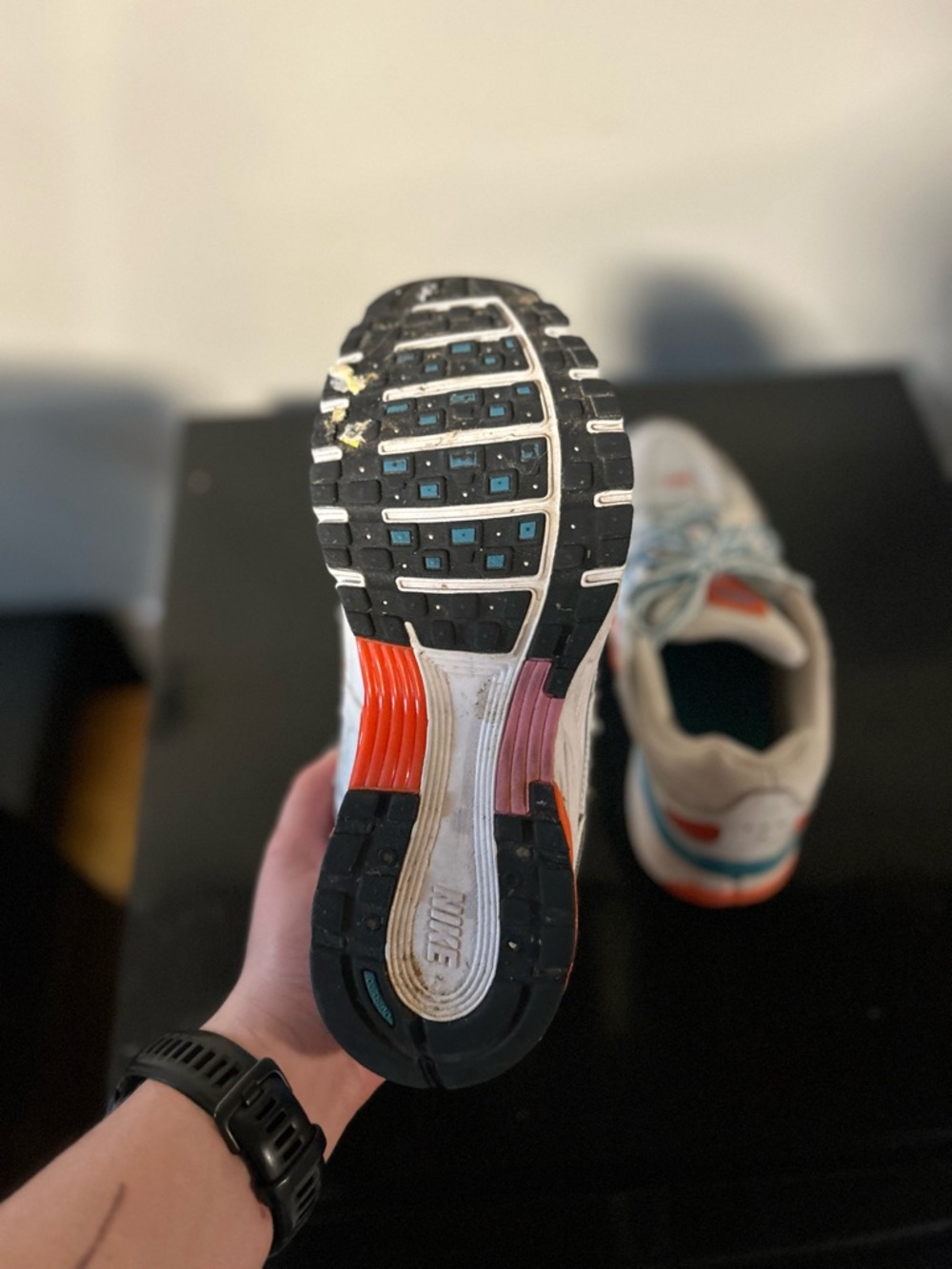 Nike White Sneakers with Orange and Teal Accents - Picture 4 of 5